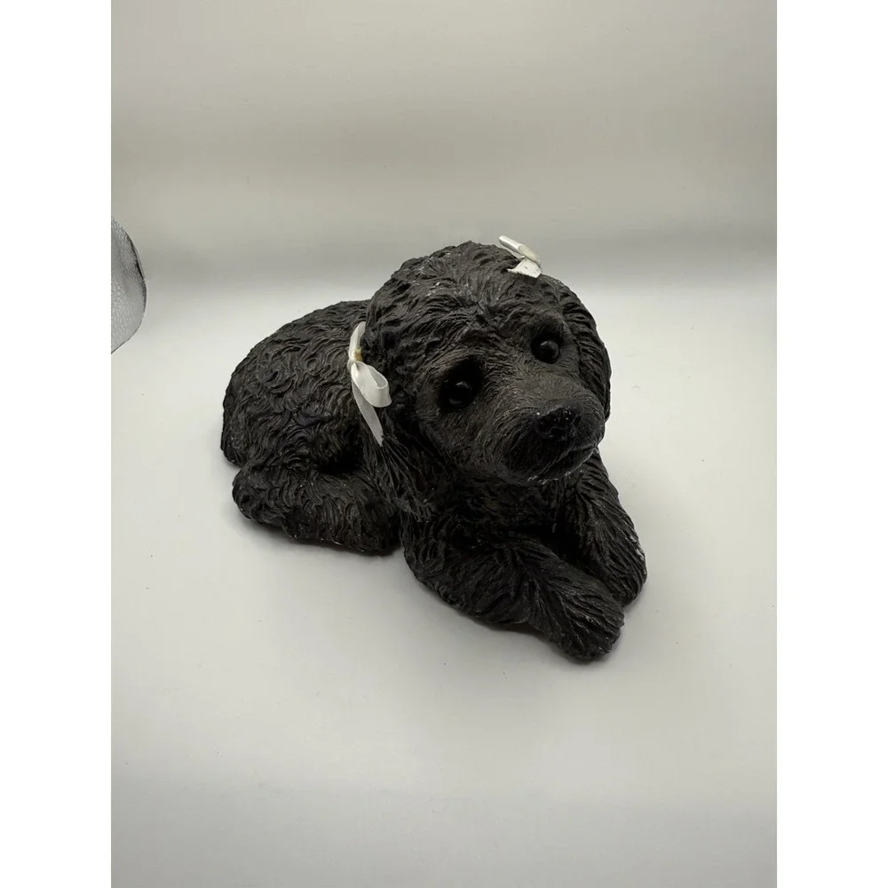 Vtg Sandicast Miniature Black Poodle Dog Sandra Brue 1981 Sculpture Signed 8